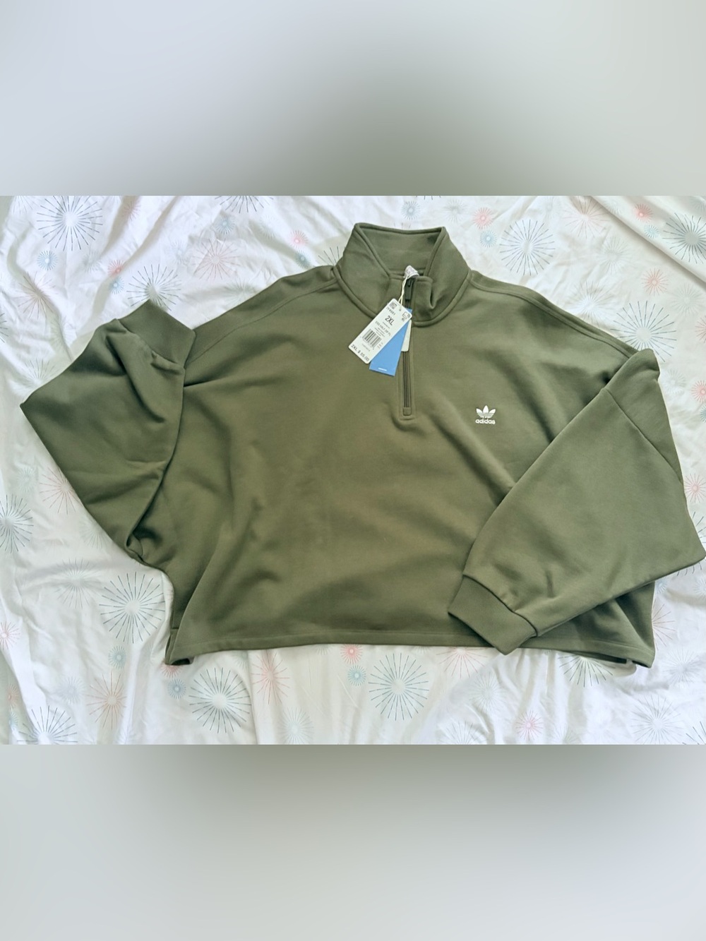 NWT adidas Olive Green Men's Quarter-Zip Pullover Sweatshirt
